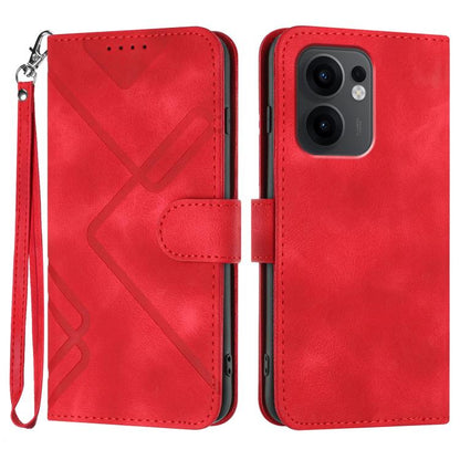 Line Pattern Skin Feel Leather Phone Case, For OPPO A5 Pro 5G, For OPPO Reno13 F 4G / 5G, For OPPO Find X8, For OPPO Reno12 Global