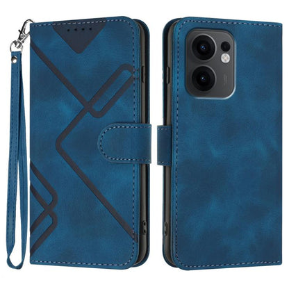 Line Pattern Skin Feel Leather Phone Case, For OPPO A5 Pro 5G, For OPPO Reno13 F 4G / 5G, For OPPO Find X8, For OPPO Reno12 Global