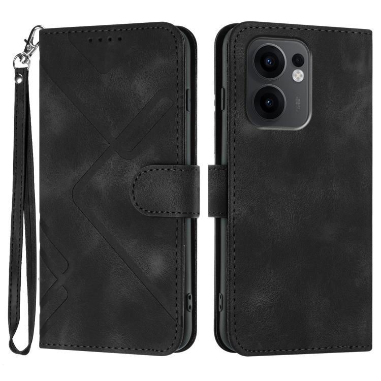 Line Pattern Skin Feel Leather Phone Case, For OPPO A5 Pro 5G, For OPPO Reno13 F 4G / 5G, For OPPO Find X8, For OPPO Reno12 Global