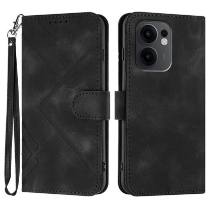 Line Pattern Skin Feel Leather Phone Case, For OPPO A5 Pro 5G, For OPPO Reno13 F 4G / 5G, For OPPO Find X8, For OPPO Reno12 Global