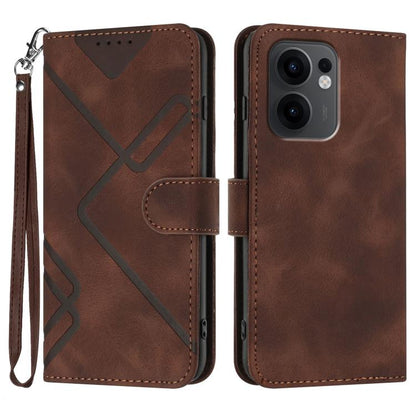 Line Pattern Skin Feel Leather Phone Case, For OPPO A5 Pro 5G, For OPPO Reno13 F 4G / 5G, For OPPO Find X8, For OPPO Reno12 Global