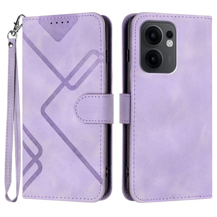 Line Pattern Skin Feel Leather Phone Case, For OPPO A5 Pro 5G, For OPPO Reno13 F 4G / 5G, For OPPO Find X8, For OPPO Reno12 Global
