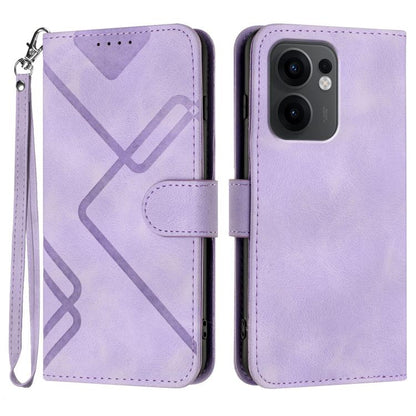 Line Pattern Skin Feel Leather Phone Case, For OPPO A5 Pro 5G, For OPPO Reno13 F 4G / 5G, For OPPO Find X8, For OPPO Reno12 Global