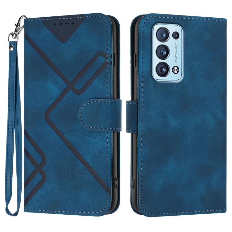 Line Pattern Skin Feel Leather Phone Case, For OPPO A16 4G/A55 5G/A53s 5G, For OPPO Reno6 Pro+ 5G, For OPPO A94 4G/A95 5G/Reno5 Z, For OPPO A94 5G/F19 Pro/F19 Pro+ 5G