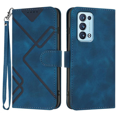 Line Pattern Skin Feel Leather Phone Case, For OPPO A16 4G/A55 5G/A53s 5G, For OPPO Reno6 Pro+ 5G, For OPPO A94 4G/A95 5G/Reno5 Z, For OPPO A94 5G/F19 Pro/F19 Pro+ 5G