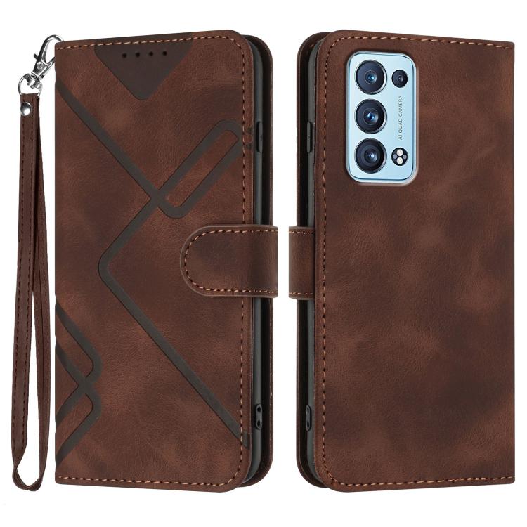 Line Pattern Skin Feel Leather Phone Case, For OPPO A16 4G/A55 5G/A53s 5G, For OPPO Reno6 Pro+ 5G, For OPPO A94 4G/A95 5G/Reno5 Z, For OPPO A94 5G/F19 Pro/F19 Pro+ 5G