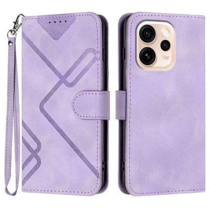 Line Pattern Skin Feel Leather Phone Case, For OPPO Reno15 Pro Max 5G Global, For OPPO Reno15 F 5G Global, For OPPO Reno15 Pro 5G Global, For OPPO Reno15 5G Global