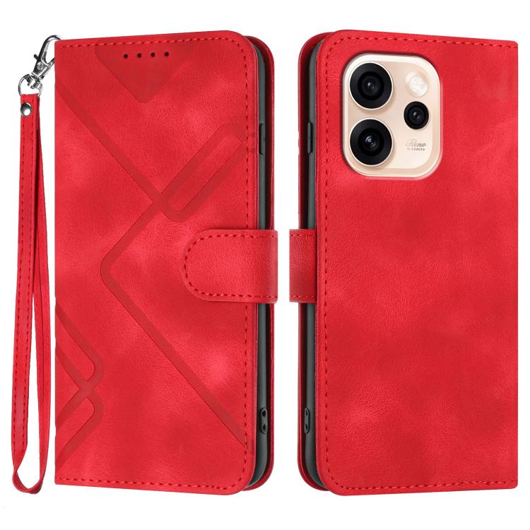 Line Pattern Skin Feel Leather Phone Case, For OPPO Reno15 Pro Max 5G Global, For OPPO Reno15 F 5G Global, For OPPO Reno15 Pro 5G Global, For OPPO Reno15 5G Global