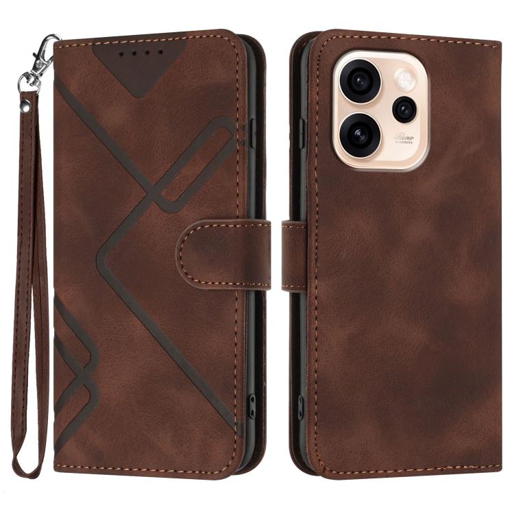 Line Pattern Skin Feel Leather Phone Case, For OPPO Reno15 Pro Max 5G Global, For OPPO Reno15 F 5G Global, For OPPO Reno15 Pro 5G Global, For OPPO Reno15 5G Global