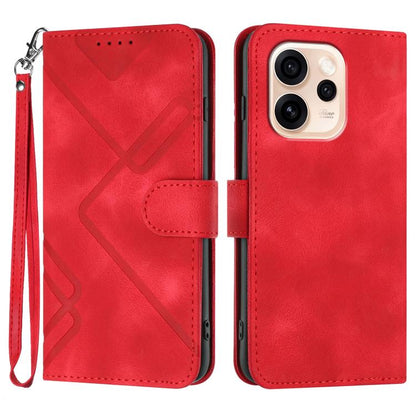 Line Pattern Skin Feel Leather Phone Case, For OPPO Reno15 Pro Max 5G Global, For OPPO Reno15 F 5G Global, For OPPO Reno15 Pro 5G Global, For OPPO Reno15 5G Global