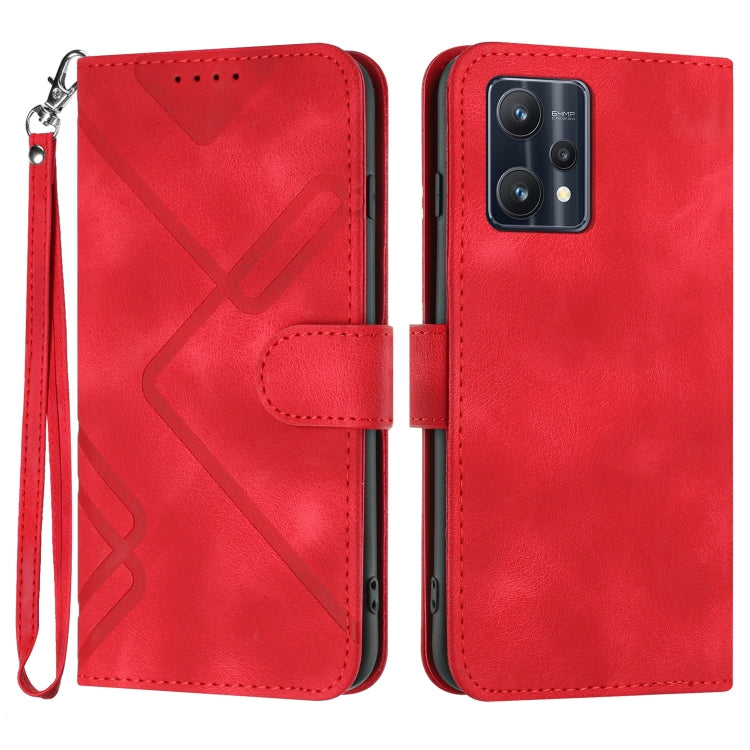 Line Pattern Skin Feel Leather Phone Case, For Realme 10 4G, For Realme V23, For Realme 9 Pro+, For Realme C20 / C11 2021 / C21