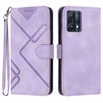 Line Pattern Skin Feel Leather Phone Case, For Realme 10 4G, For Realme V23, For Realme 9 Pro+, For Realme C20 / C11 2021 / C21