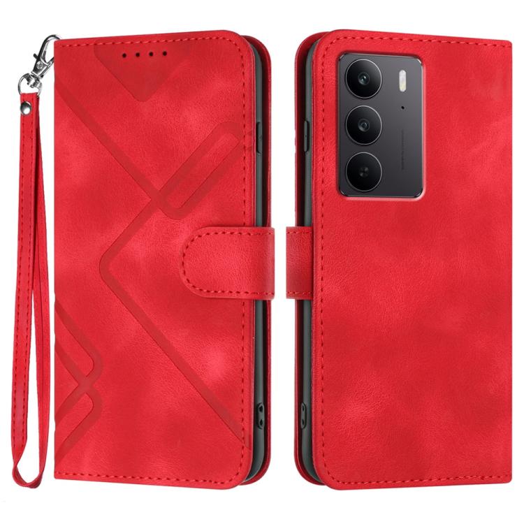 Line Pattern Skin Feel Leather Phone Case, For Realme 14 Pro+, For Realme 14 Pro, For Realme 14x Global, For Realme C75 Global