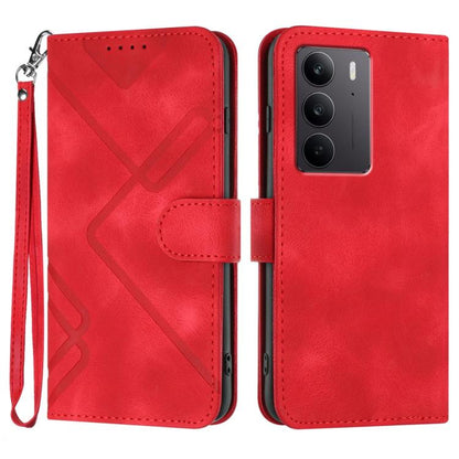 Line Pattern Skin Feel Leather Phone Case, For Realme 14 Pro+, For Realme 14 Pro, For Realme 14x Global, For Realme C75 Global