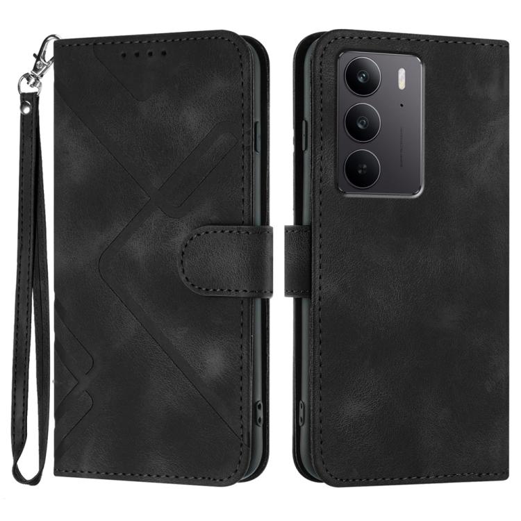 Line Pattern Skin Feel Leather Phone Case, For Realme 14 Pro+, For Realme 14 Pro, For Realme 14x Global, For Realme C75 Global