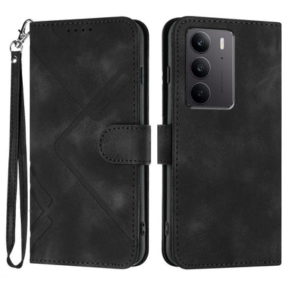 Line Pattern Skin Feel Leather Phone Case, For Realme 14 Pro+, For Realme 14 Pro, For Realme 14x Global, For Realme C75 Global