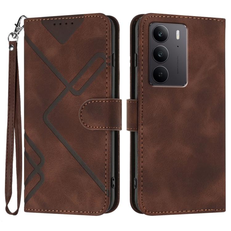 Line Pattern Skin Feel Leather Phone Case, For Realme 14 Pro+, For Realme 14 Pro, For Realme 14x Global, For Realme C75 Global