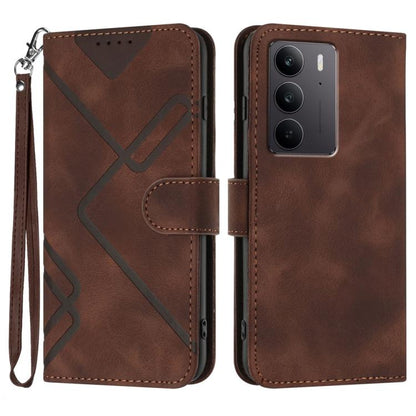 Line Pattern Skin Feel Leather Phone Case, For Realme 14 Pro+, For Realme 14 Pro, For Realme 14x Global, For Realme C75 Global
