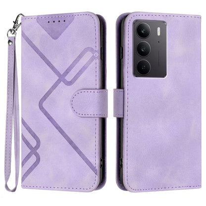 Line Pattern Skin Feel Leather Phone Case, For Realme 14 Pro+, For Realme 14 Pro, For Realme 14x Global, For Realme C75 Global