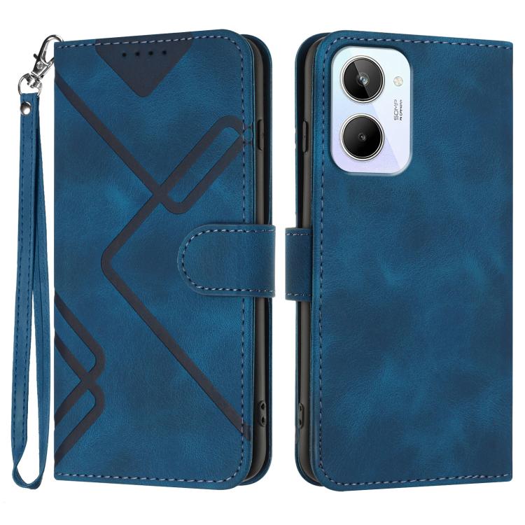 Line Pattern Skin Feel Leather Phone Case, For Realme 10 4G, For Realme V23, For Realme 9 Pro+, For Realme C20 / C11 2021 / C21