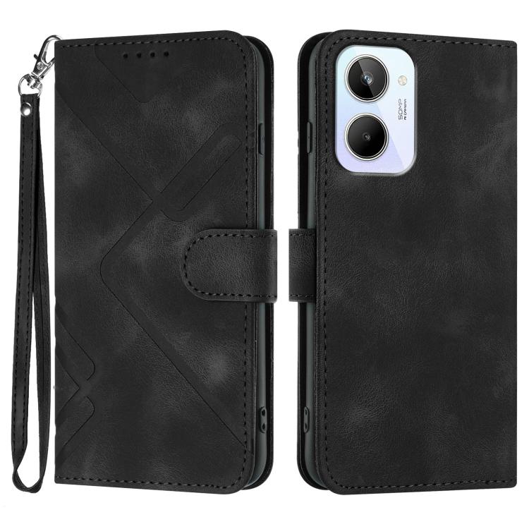 Line Pattern Skin Feel Leather Phone Case, For Realme 10 4G, For Realme V23, For Realme 9 Pro+, For Realme C20 / C11 2021 / C21