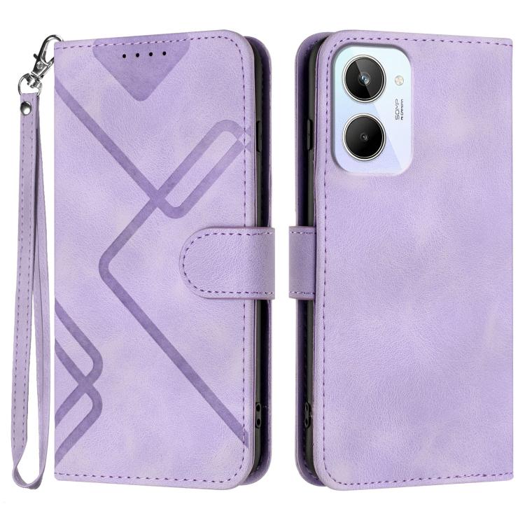 Line Pattern Skin Feel Leather Phone Case, For Realme 10 4G, For Realme V23, For Realme 9 Pro+, For Realme C20 / C11 2021 / C21