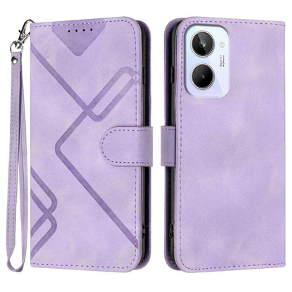 Line Pattern Skin Feel Leather Phone Case, For Realme 10 4G, For Realme V23, For Realme 9 Pro+, For Realme C20 / C11 2021 / C21