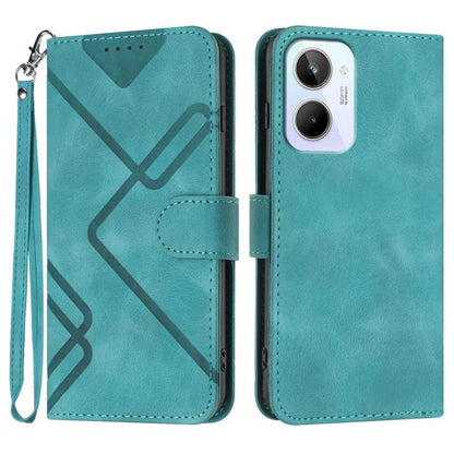 Line Pattern Skin Feel Leather Phone Case, For Realme 10 4G, For Realme V23, For Realme 9 Pro+, For Realme C20 / C11 2021 / C21