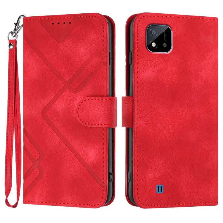 Line Pattern Skin Feel Leather Phone Case, For Realme 10 4G, For Realme V23, For Realme 9 Pro+, For Realme C20 / C11 2021 / C21