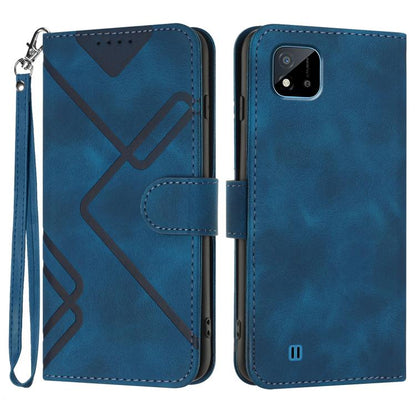 Line Pattern Skin Feel Leather Phone Case, For Realme 10 4G, For Realme V23, For Realme 9 Pro+, For Realme C20 / C11 2021 / C21