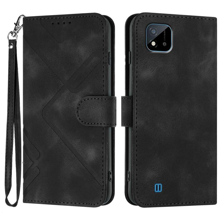 Line Pattern Skin Feel Leather Phone Case, For Realme 10 4G, For Realme V23, For Realme 9 Pro+, For Realme C20 / C11 2021 / C21