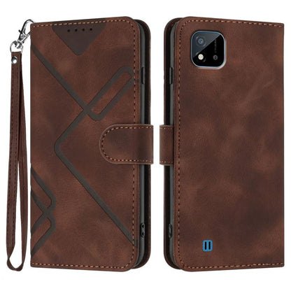 Line Pattern Skin Feel Leather Phone Case, For Realme 10 4G, For Realme V23, For Realme 9 Pro+, For Realme C20 / C11 2021 / C21