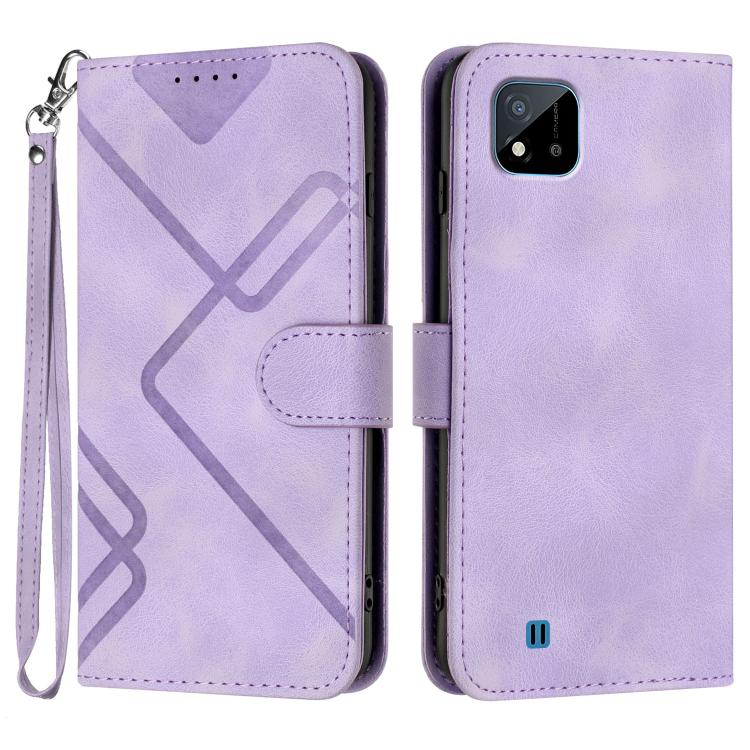 Line Pattern Skin Feel Leather Phone Case, For Realme 10 4G, For Realme V23, For Realme 9 Pro+, For Realme C20 / C11 2021 / C21