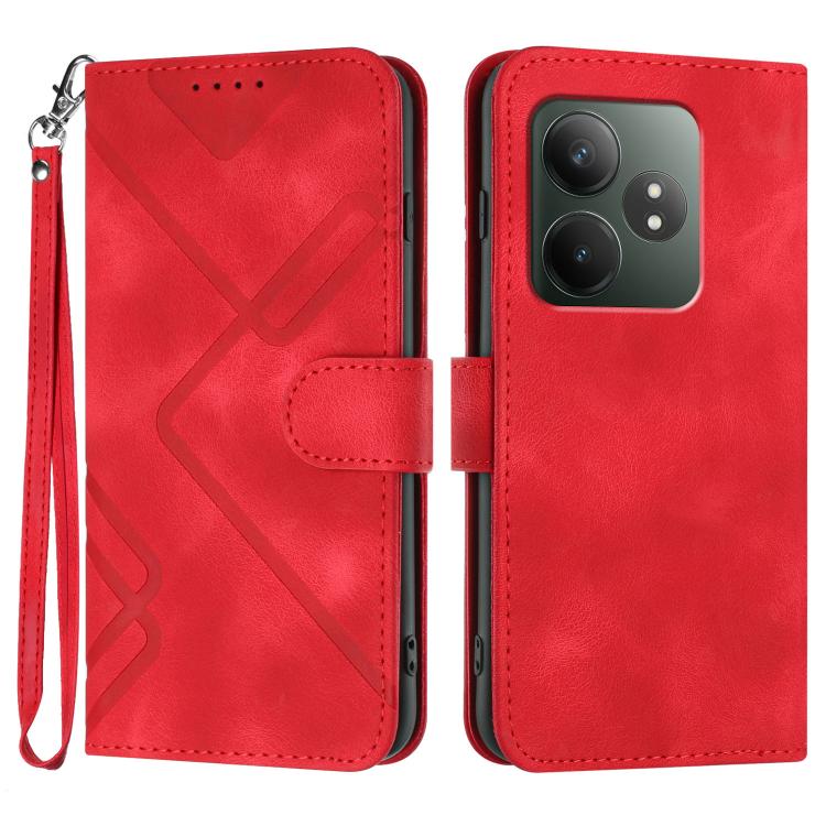 Line Pattern Skin Feel Leather Phone Case, For Realme GT7 Pro, For Realme 13 Pro / 13 Pro+ Global, For Realme GT 6 / GT 6T, For Realme C63 / C61 Global