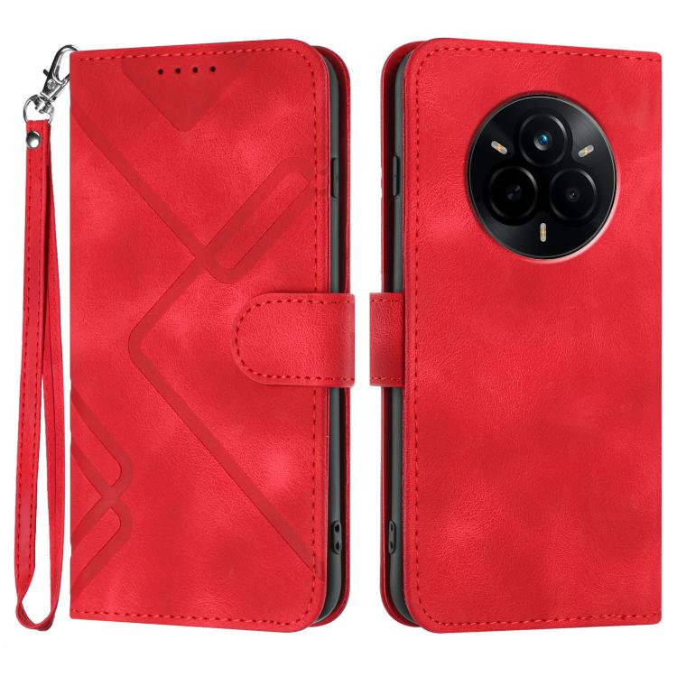 Line Pattern Skin Feel Leather Phone Case, For Realme 14 Pro+, For Realme 14 Pro, For Realme 14x Global, For Realme C75 Global