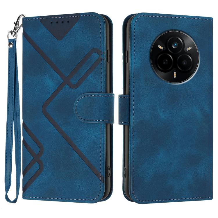 Line Pattern Skin Feel Leather Phone Case, For Realme 14 Pro+, For Realme 14 Pro, For Realme 14x Global, For Realme C75 Global