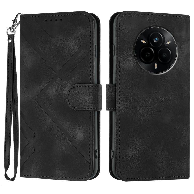 Line Pattern Skin Feel Leather Phone Case, For Realme 14 Pro+, For Realme 14 Pro, For Realme 14x Global, For Realme C75 Global