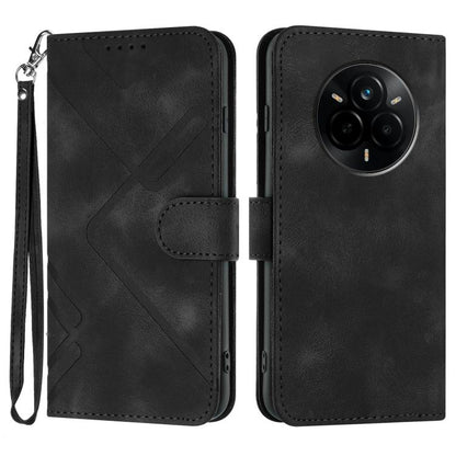 Line Pattern Skin Feel Leather Phone Case, For Realme 14 Pro+, For Realme 14 Pro, For Realme 14x Global, For Realme C75 Global