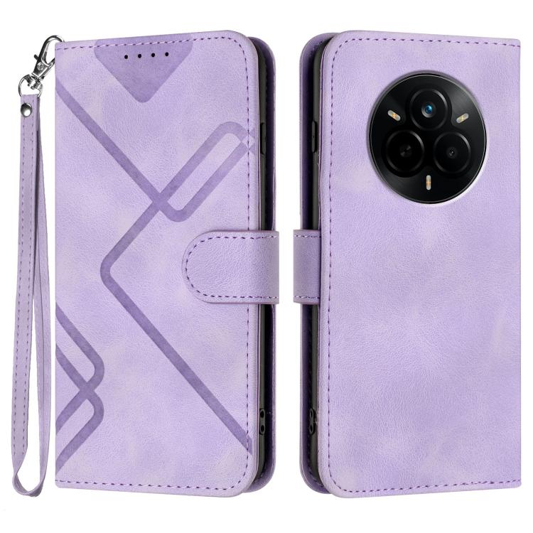Line Pattern Skin Feel Leather Phone Case, For Realme 14 Pro+, For Realme 14 Pro, For Realme 14x Global, For Realme C75 Global