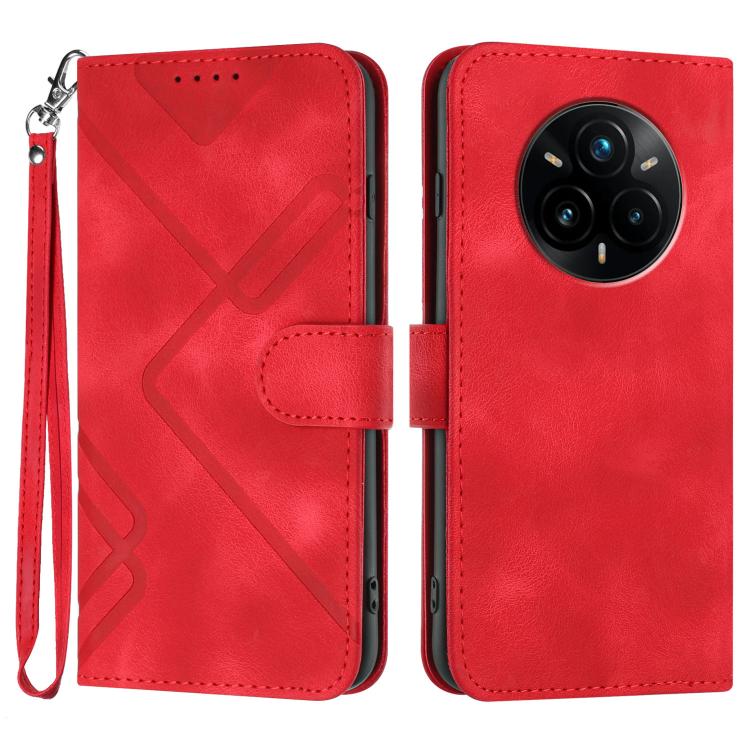 Line Pattern Skin Feel Leather Phone Case, For Realme 14 Pro+, For Realme 14 Pro, For Realme 14x Global, For Realme C75 Global