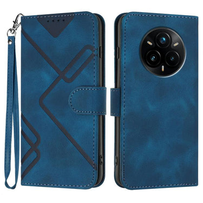 Line Pattern Skin Feel Leather Phone Case, For Realme 14 Pro+, For Realme 14 Pro, For Realme 14x Global, For Realme C75 Global