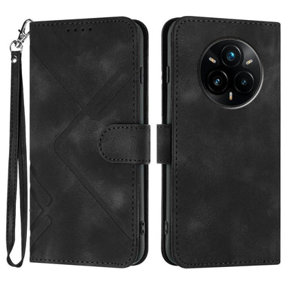 Line Pattern Skin Feel Leather Phone Case, For Realme 14 Pro+, For Realme 14 Pro, For Realme 14x Global, For Realme C75 Global