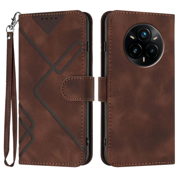 Line Pattern Skin Feel Leather Phone Case, For Realme 14 Pro+, For Realme 14 Pro, For Realme 14x Global, For Realme C75 Global