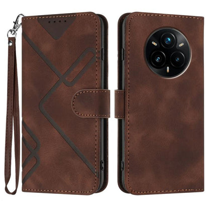 Line Pattern Skin Feel Leather Phone Case, For Realme 14 Pro+, For Realme 14 Pro, For Realme 14x Global, For Realme C75 Global