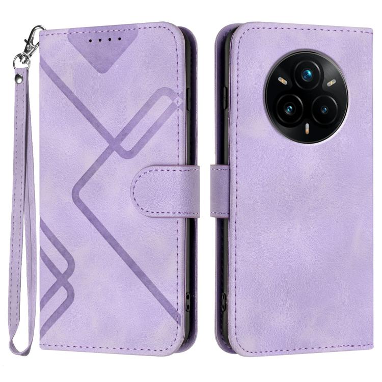 Line Pattern Skin Feel Leather Phone Case, For Realme 14 Pro+, For Realme 14 Pro, For Realme 14x Global, For Realme C75 Global