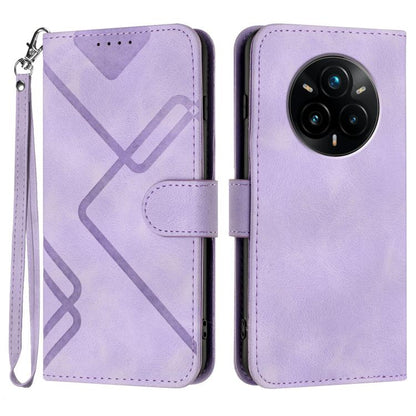 Line Pattern Skin Feel Leather Phone Case, For Realme 14 Pro+, For Realme 14 Pro, For Realme 14x Global, For Realme C75 Global