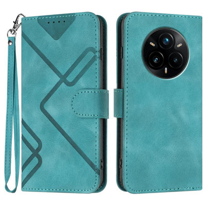 Line Pattern Skin Feel Leather Phone Case, For Realme 14 Pro+, For Realme 14 Pro, For Realme 14x Global, For Realme C75 Global