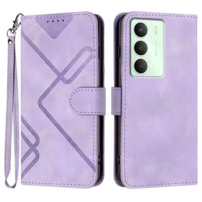Line Pattern Skin Feel Leather Phone Case, For Realme 14 Pro+, For Realme 14 Pro, For Realme 14x Global, For Realme C75 Global