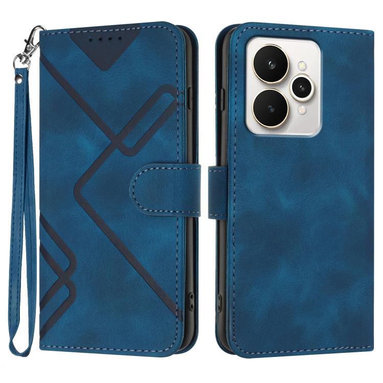 Line Pattern Skin Feel Leather Phone Case, For Realme P4 5G, For Realme 15T 5G, For Realme C71 India, For Realme 15 5G / Realme 15 Pro 5G