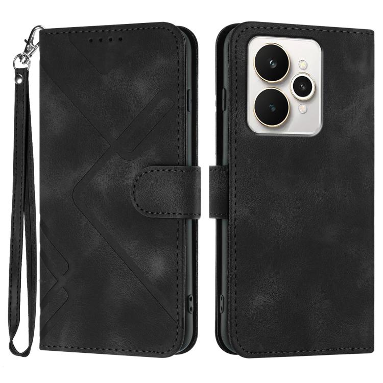 Line Pattern Skin Feel Leather Phone Case, For Realme P4 5G, For Realme 15T 5G, For Realme C71 India, For Realme 15 5G / Realme 15 Pro 5G